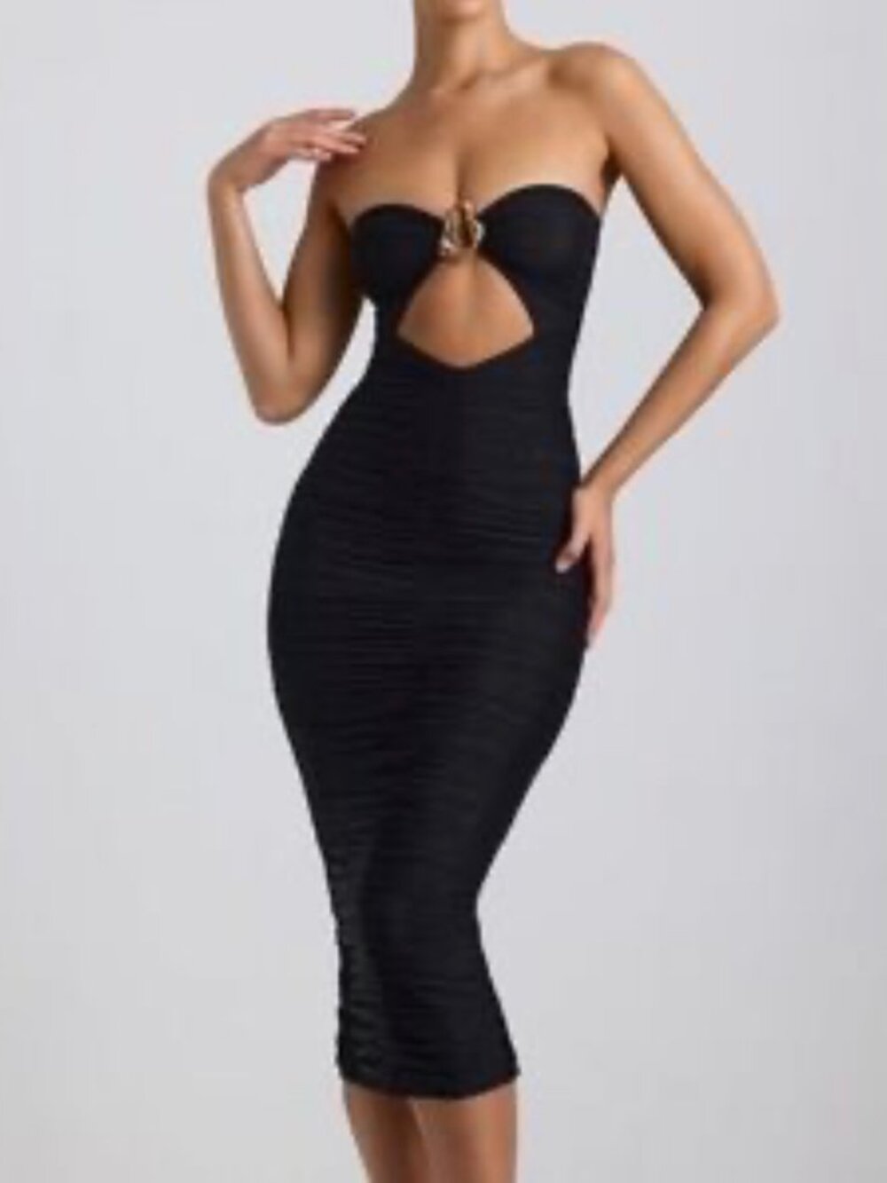 NWT Oh Polly Black Cutout Bandeau Midi Dress